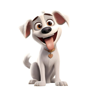 cartoon dog with gold medal on white background - 3d illustration