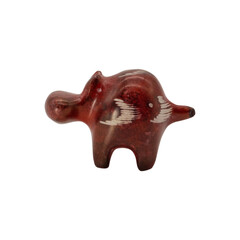 Handcrafted Soapstone Hippo Red Isolated on Transparent Background