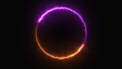 Abstract neon and fire motion circle light effect. Abstract Light Effect Element Design on Black Background.