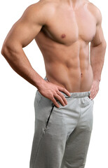 Beautifully pumped up strong body of a young man