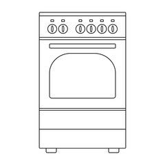 The icon of a modern gas stove in a flat design with an electric oven on a white background.