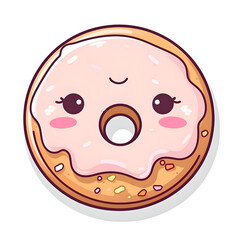 Illustration of a Cute Donut with a Surprised Face