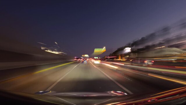 Driving on the highway at nite