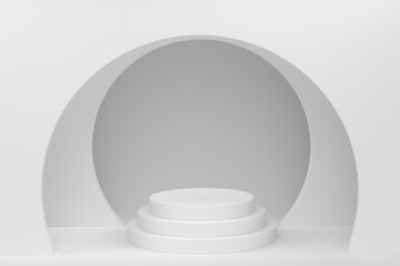 Abstract scene or podium for product showcase on monochrome background.