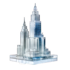 Ice sculpture of a modern skyscraper created with Generative AI