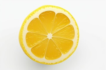 Illustration of a fresh lemon sliced in half on a plain white background created with Generative AI technology