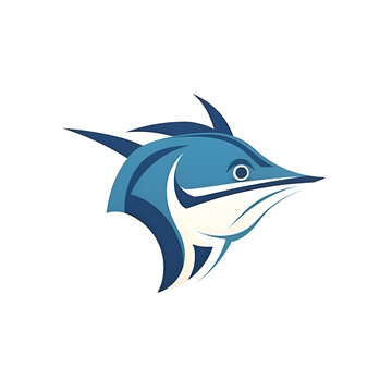 Marlin fish vector logo template. Blue marlin fish icon.