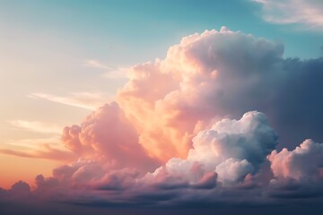 Fototapeta na wymiar beautiful voluminous clouds at pink dawn. generated ai