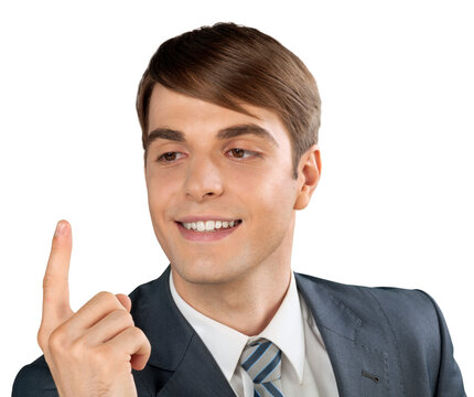 Portrait of a Confident Businessman Showing Something