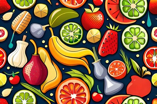 ai generated fruit and vegetables illustration 