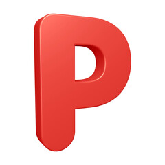 Red alphabet letter p in 3d rendering for education, text concept