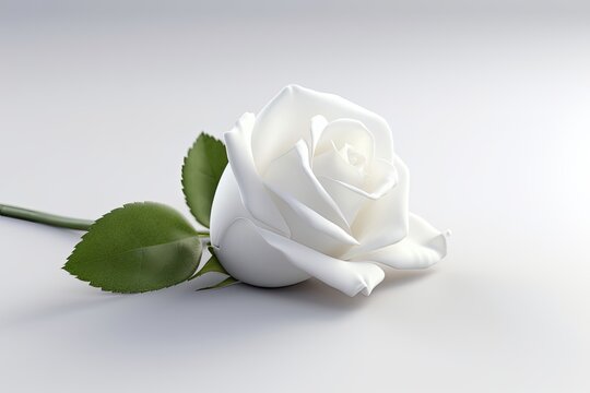 solitary white rose against a pure white backdrop