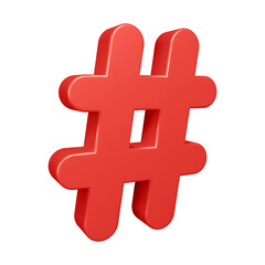 Obraz premium Red hashtag symbol or icon design in 3d rendering 