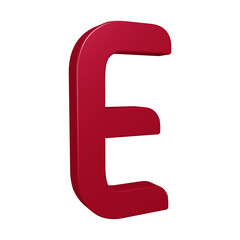 Alphabet letter e in 3d rendering for education, text concept