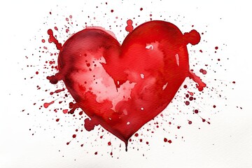 vibrant red heart on a clean white canvas