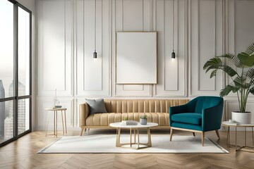 Fototapeta na wymiar modern living room interiorgenerated by AI technology 
