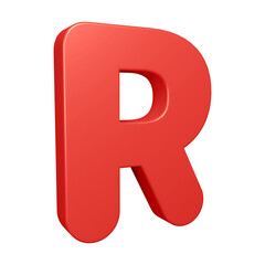 Red alphabet letter r in 3d rendering for education, text concept