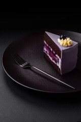 Delicious fresh blueberry or blackcurrant cake with cream cheese