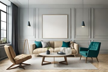Fototapeta na wymiar modern living room generated by AI technology 
