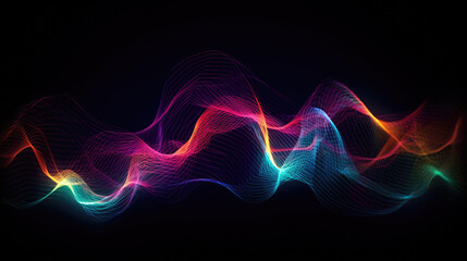 Obraz premium Abstract background with infrared spectrum. Modern wallpaper with neon rays and glowing wavy lines.