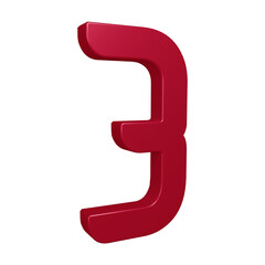 Number 3 in 3d rendering for math, business and education concept 