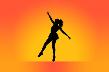 Fototapeta na wymiar beauty and grace of a girl dancing against a stunning sunset. Evoke a sense of wonder and awe, making it ideal for designs related to movement, beauty, and freedom. AI Technology.