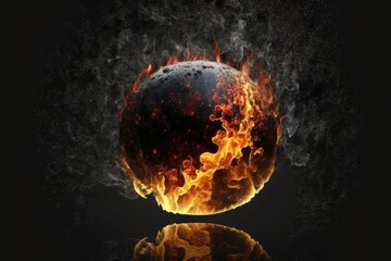 fiery ball against a black backdrop. Generative AI