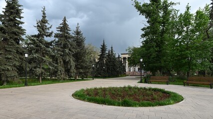 Fototapeta premium Almaty city, Kazakhstan, park on Ablay-khan street,