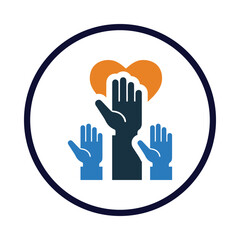 Fototapeta premium hands with hearts, charity, Volunteers, organization of volunteers, raised helping hands icon