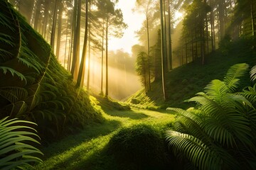 In the Heart of the Wild: Discover AI-Generated Jungle Landscapes Bathed in Sunlight