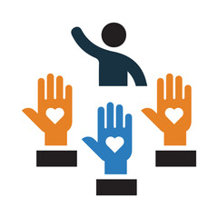 Child Protection, Volunteer, people helping, child care, Charity, hand, heart icon