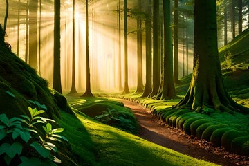 Sunlit Secrets: AI-Generated Jungle Landscapes Bathed in Sun Rays