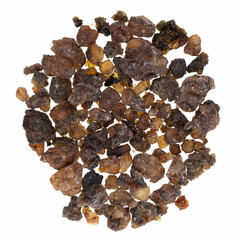 Closeup of Guggul resin  isolated on white background