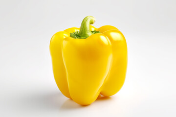 Ripe yellow bell pepper on a white background. Fresh yellow bell pepper vegetable. Ai Generative.