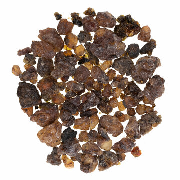 Closeup of Guggul resin  isolated on white background