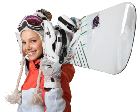 Young Female Snowboarder Isolated