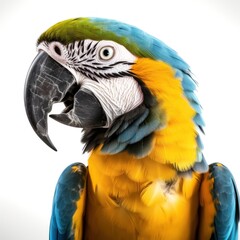 Naklejka premium Blue and yellow macaw isolated. Illustration AI Generative