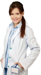 Woman Doctor with Hands in Pockets - Isolated