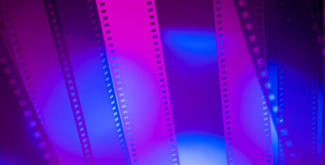 colorful abstract background with film strip. film premiere film production festival film industry...