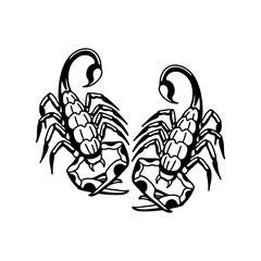 vector illustration of two black scorpions