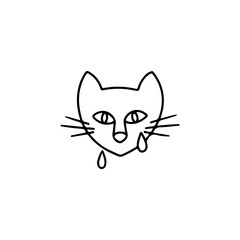 vector illustration of a crying cat