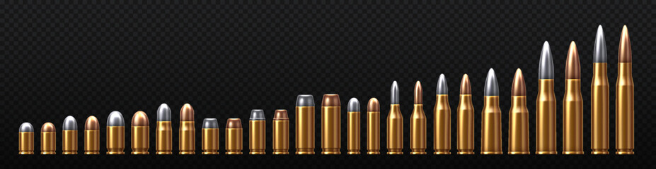 Metal and alloy bullets set