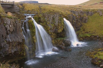 waterfalls near mount kirkjufell, iceland