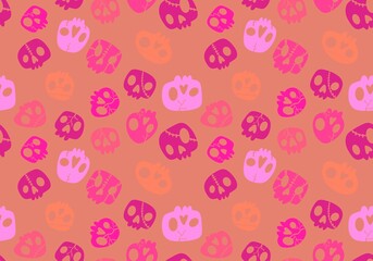 Halloween monsters seamless sculls with flower pattern for wrapping paper and fabrics and linens and fashion textiles