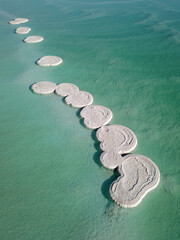 salt islands inside the dead sea