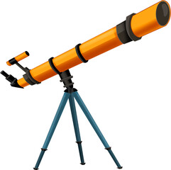 cartoon scene with colorful telescope equipement isolated illustration for children