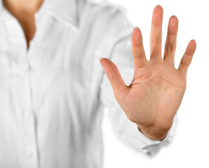 Obraz premium Businesswoman Finger Pressing an Imaginary Button