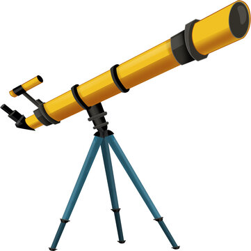 cartoon scene with colorful telescope equipement isolated illustration for children