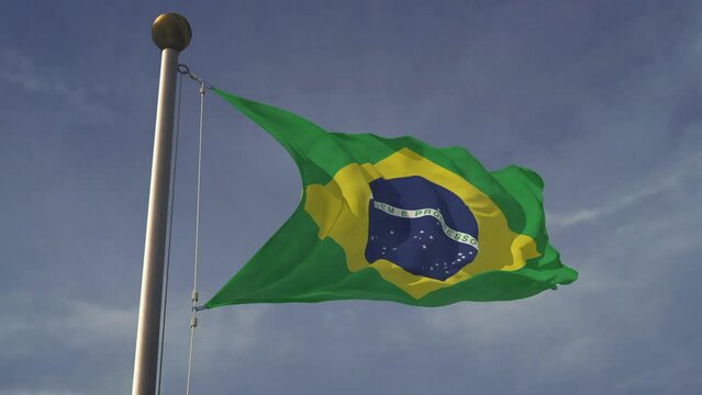 Waving flag loop. National flag of Brazil