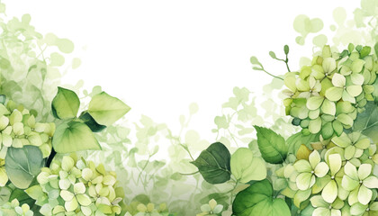 floral watercolor background green hydrangea flower